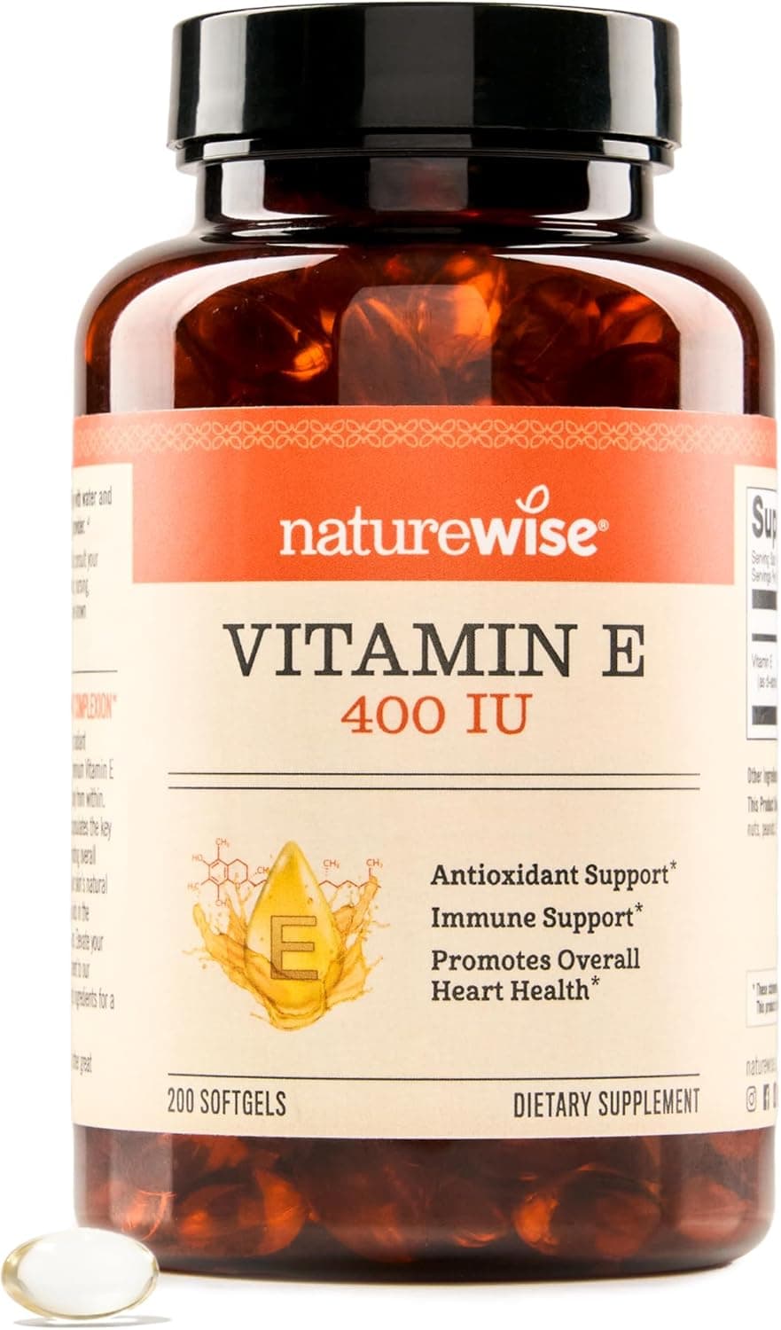 NatureWise Vitamin E 400 IU Softgels (180mg DL-Alpha) - Dairy