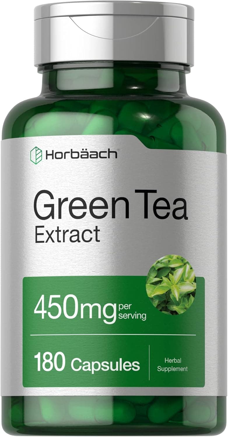 Horbäach Green Tea Extract Supplement | 450mg | 180 Capsules…