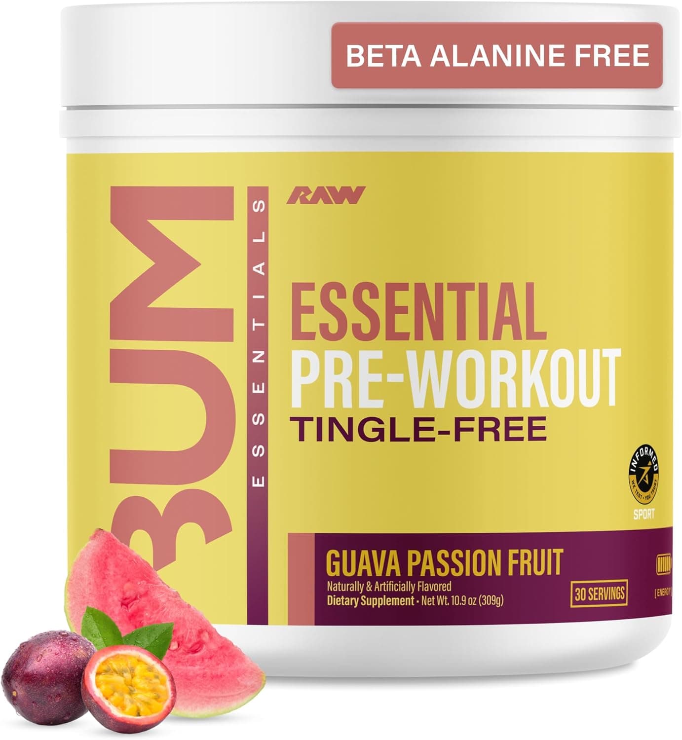 RAW Essential Tingle-Free Pre Workout Powder - Preworkout…