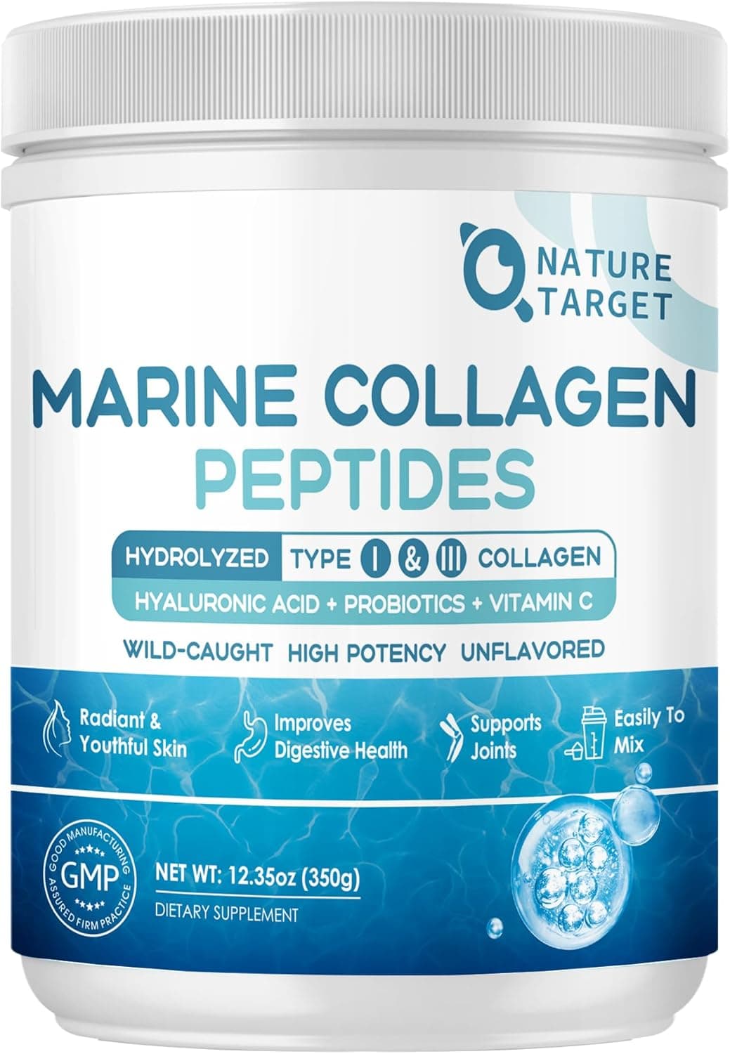 NATURE TARGET Marine Collagen Peptides Powder - Type I & III…