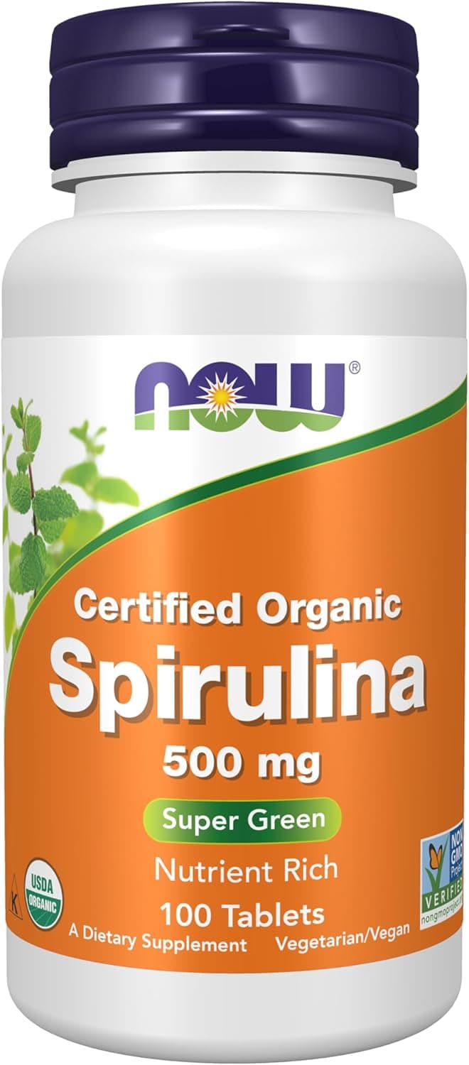 NOW Supplements, Organic Spirulina 500 mg with Vitamins…