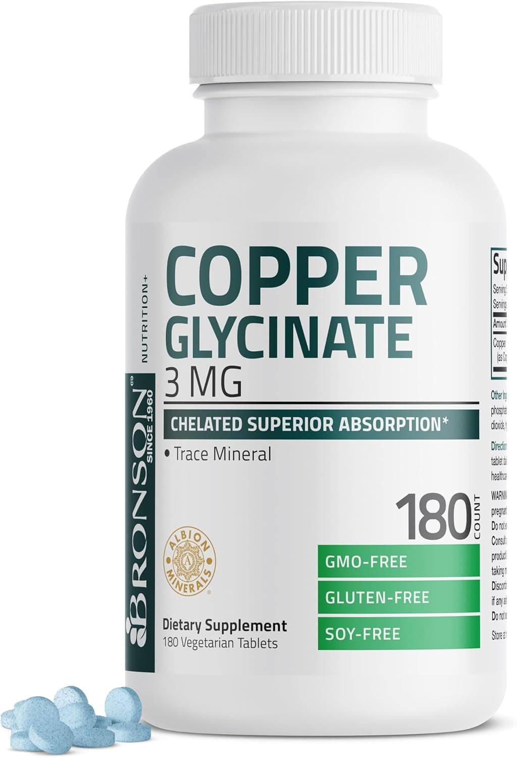 Bronson Copper Glycinate 3mg Chelated Superior Absorption…