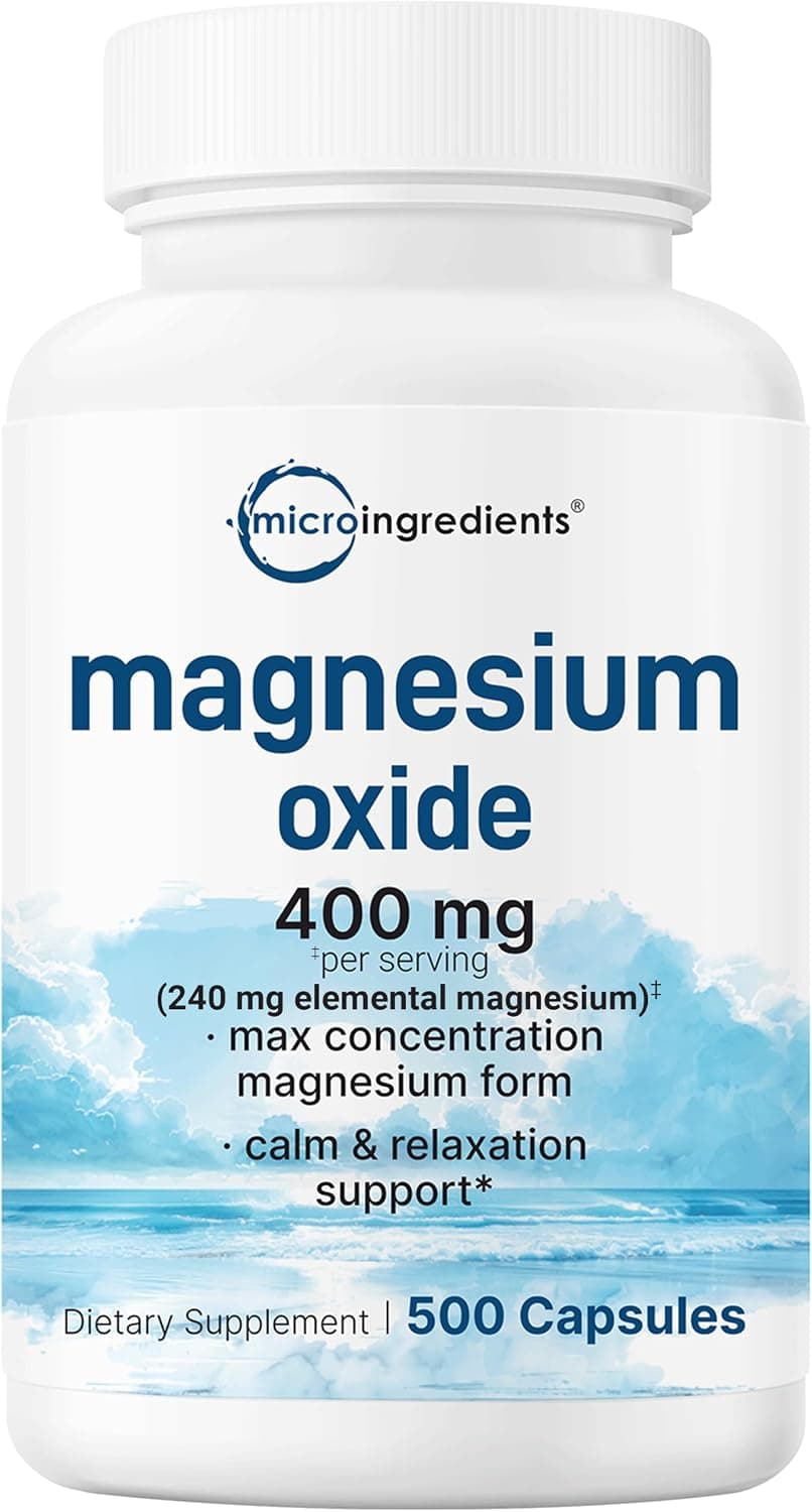 Magnesium Oxide 400mg, 500 Capsules | Elemental Form for Max…