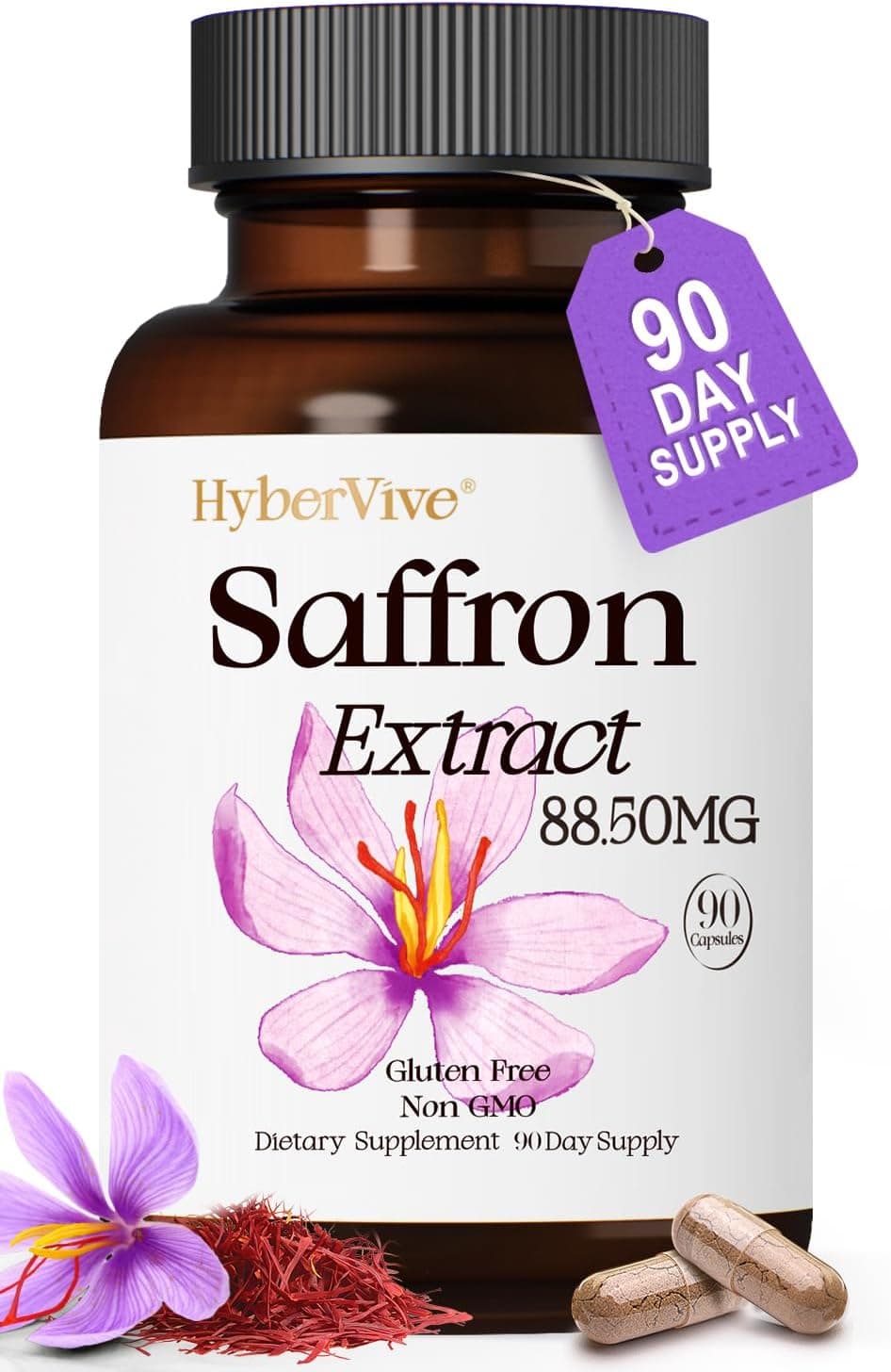Saffron Supplements 88.5MG | 90 Vegan Capsules