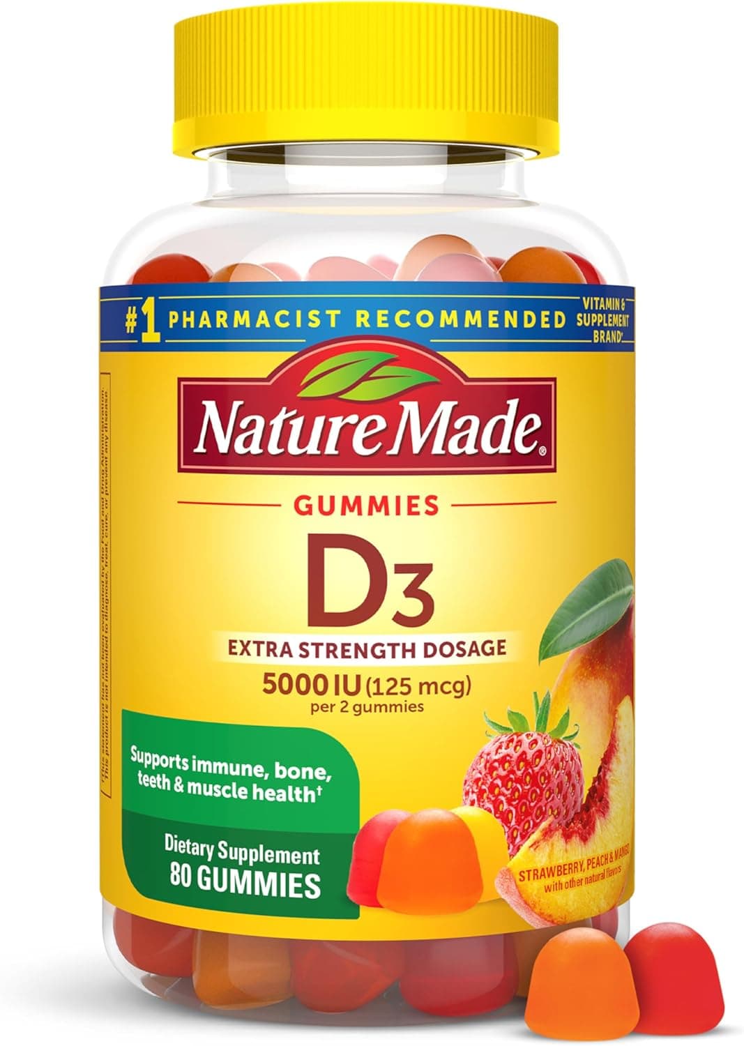 Nature Made Vitamin D3 5000 IU Per Serving Gummies Extra…