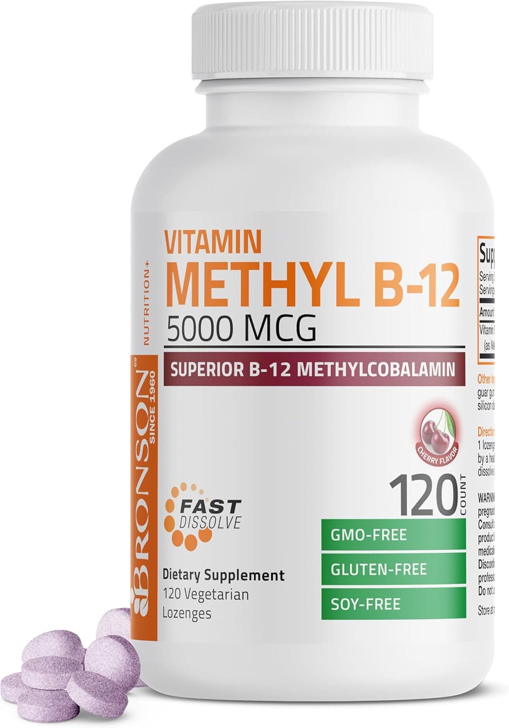 Bronson Methyl B12 5000 mcg Vitamin B12 Methylcobalamin Energy…