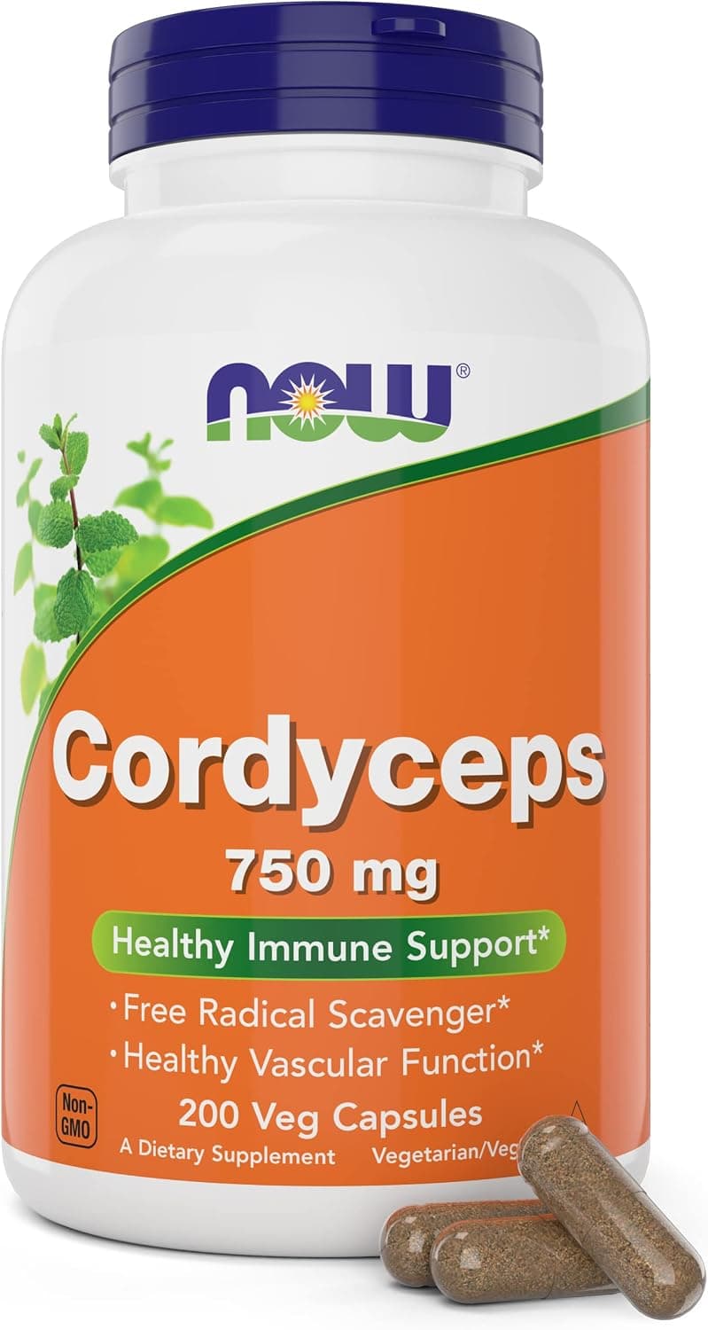 NOW Foods Cordyceps 750mg 200 Veg Caps - Organic Cordycep…