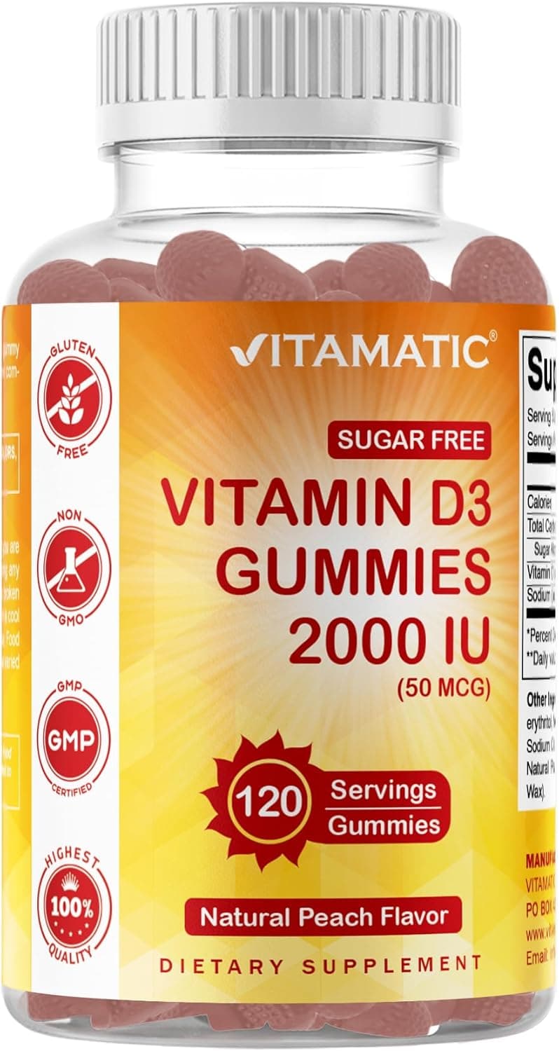 Vitamatic Sugar Free Vitamin D3 2000 IU - 120 Pectin Based…