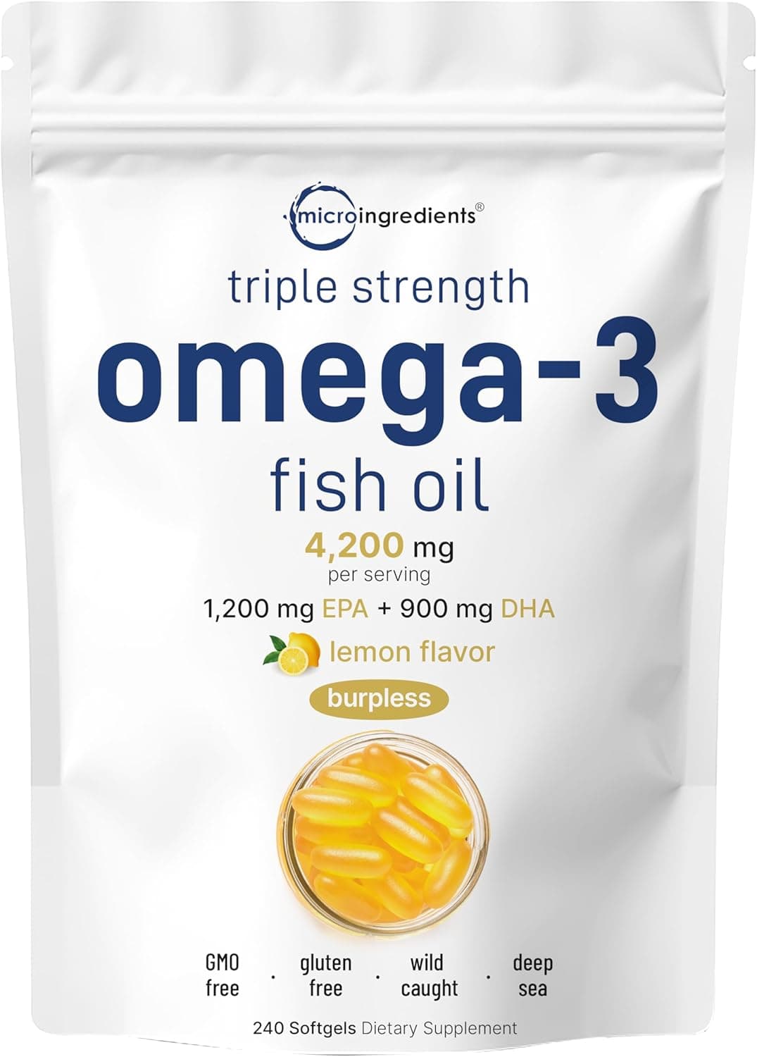 Micro Ingredients Triple Strength Omega 3 Fish Oil Supplements…