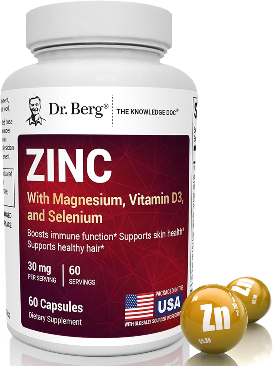 Dr. Berg Zinc 30 mg (60 Capsules) – High Potency 7-in-1 Immune…