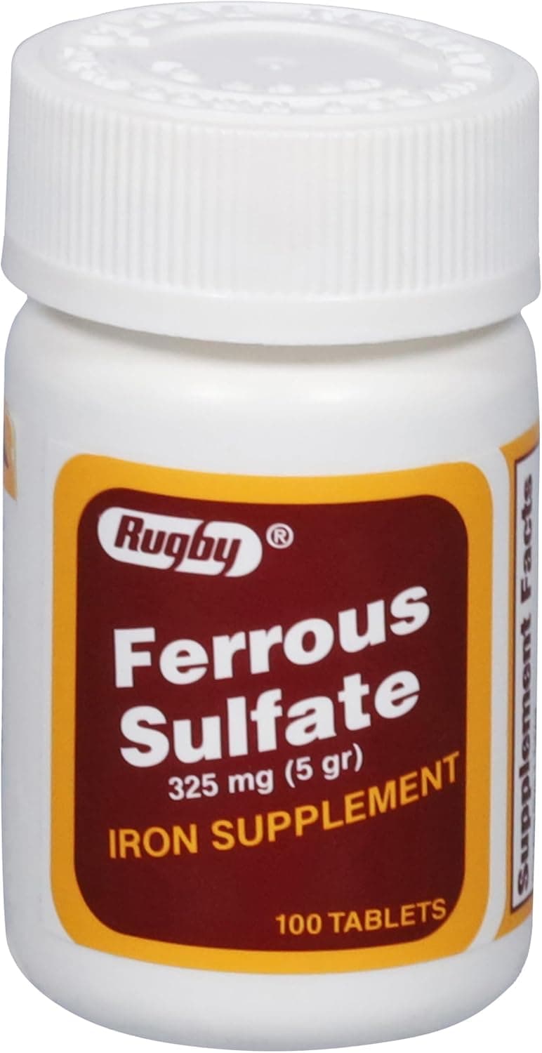 Rugby Ferrous Sulfate 325mg Tablets - Iron Supplement…