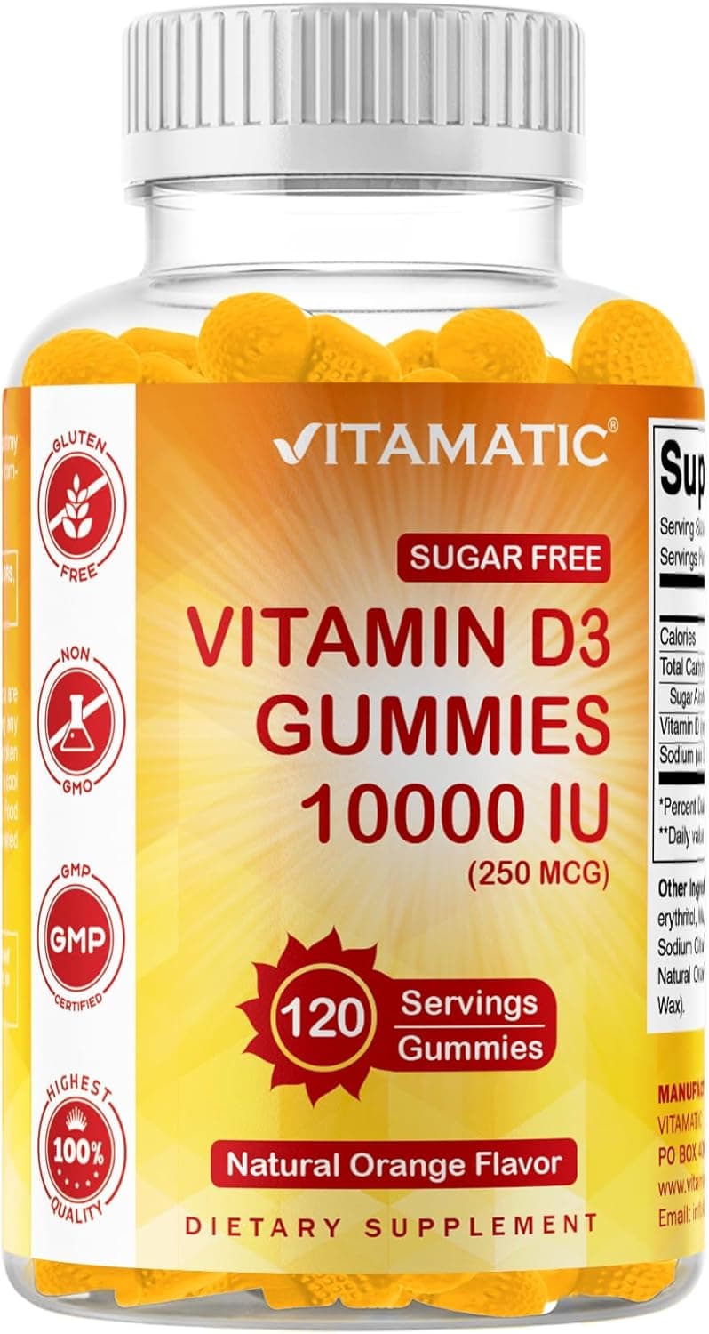 Vitamatic Sugar Free Vitamin D3 10000 IU - 120 Pectin Based…