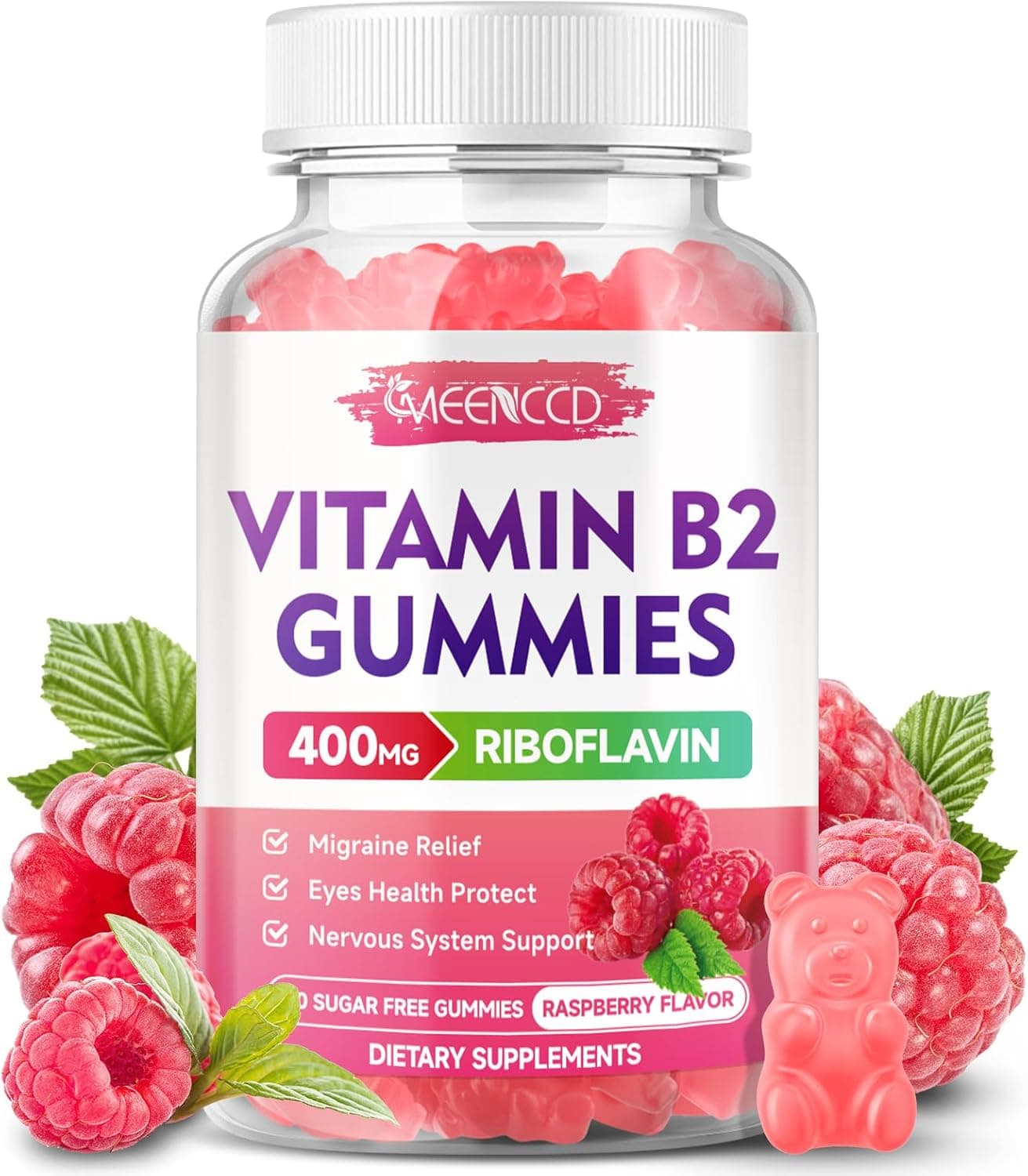 MEENCCD Vitamin B2 Gummies Riboflavin 400mg Supplement…