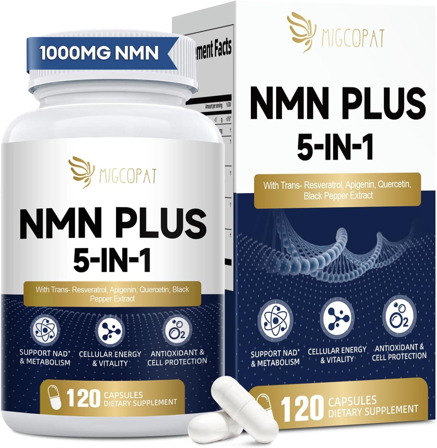 Migcopat NMN Supplement 1000mg – 5-in-1 NAD Supplement…