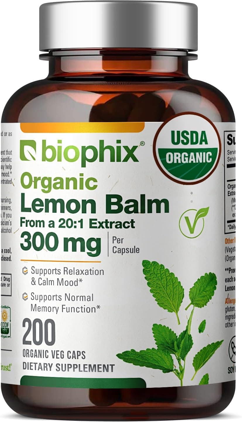 biophix Organic Lemon Balm Capsules 300 Mg USDA Organic