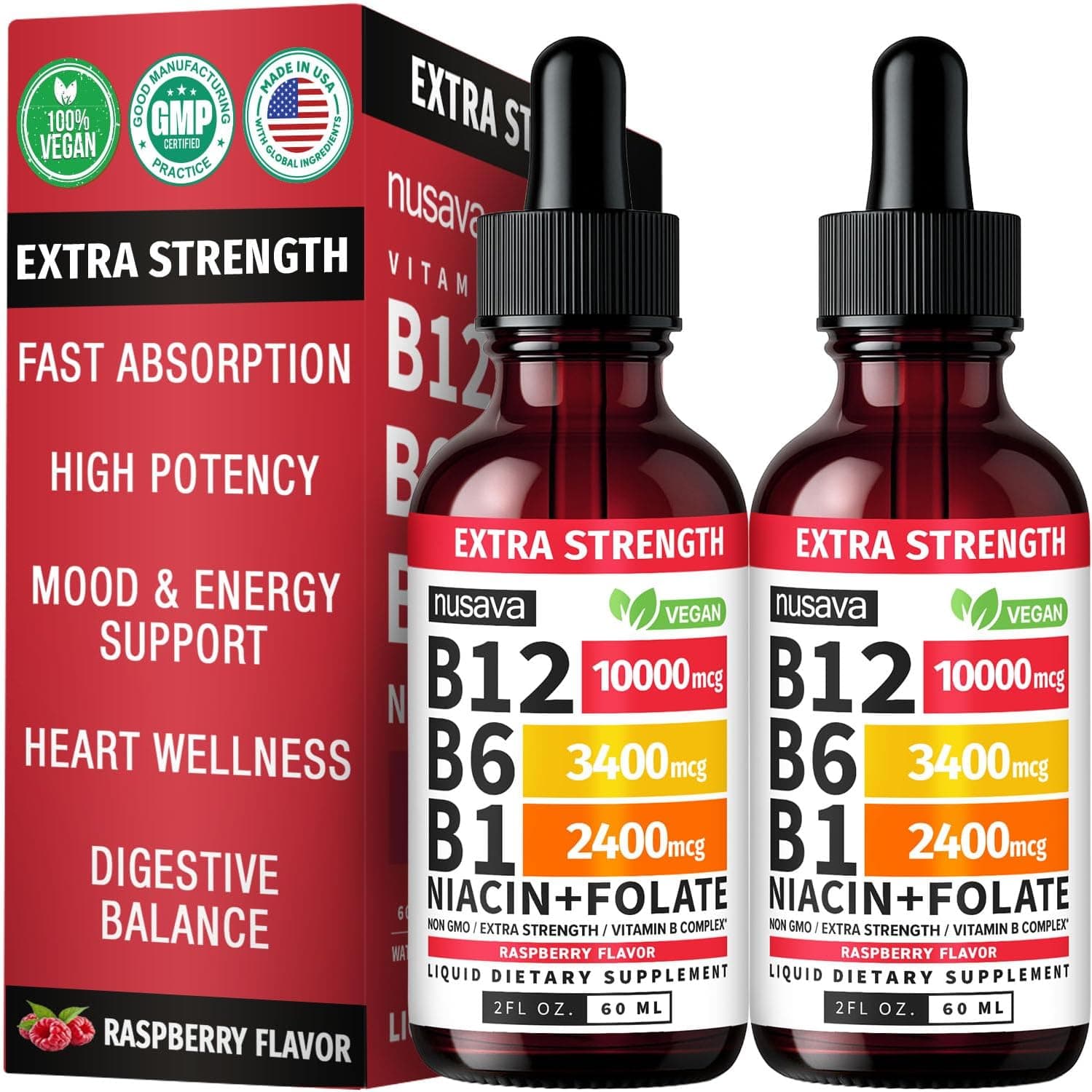 (2 Pack) Extra Strength Liquid Vitamin B12 Sublingual Vitamin…