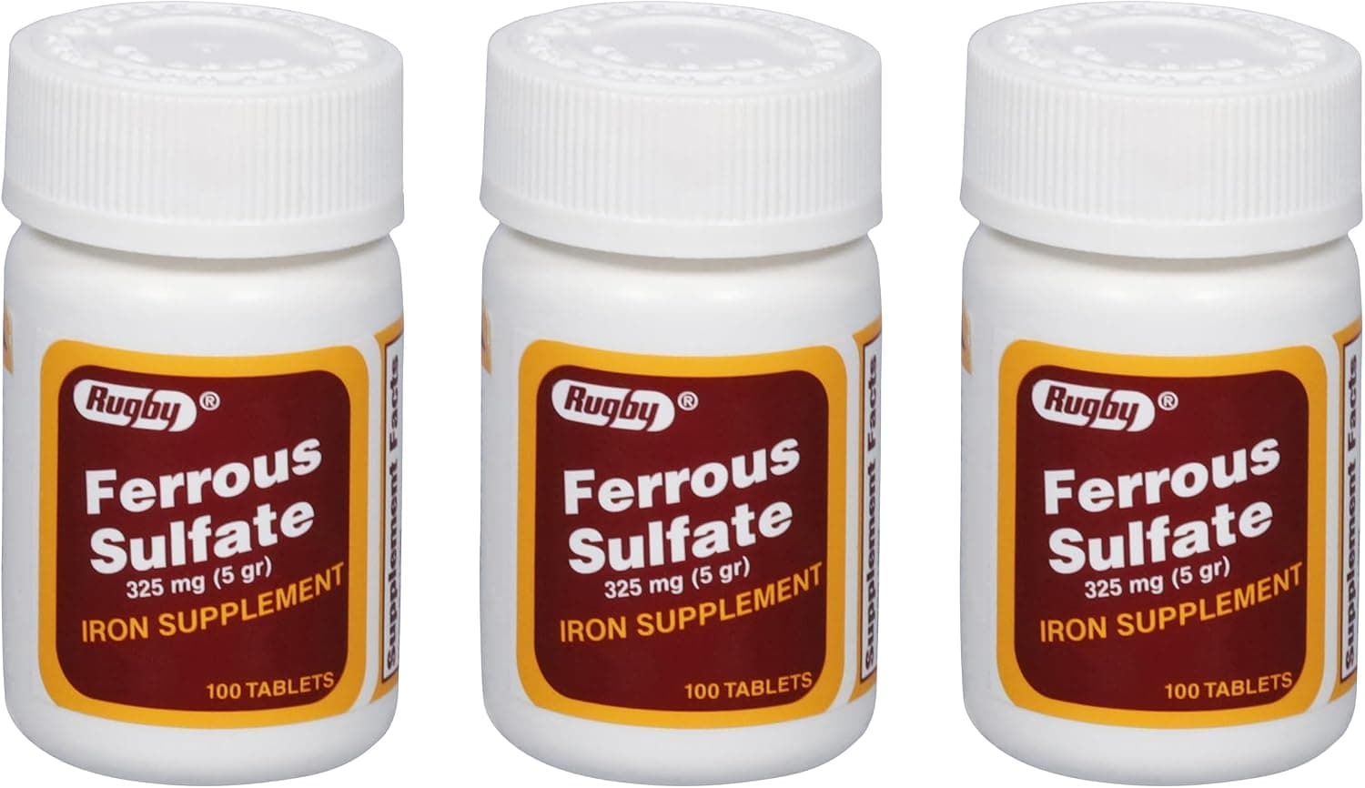 Rugby Ferrous Sulfate 325mg Tablets - Iron Supplement…