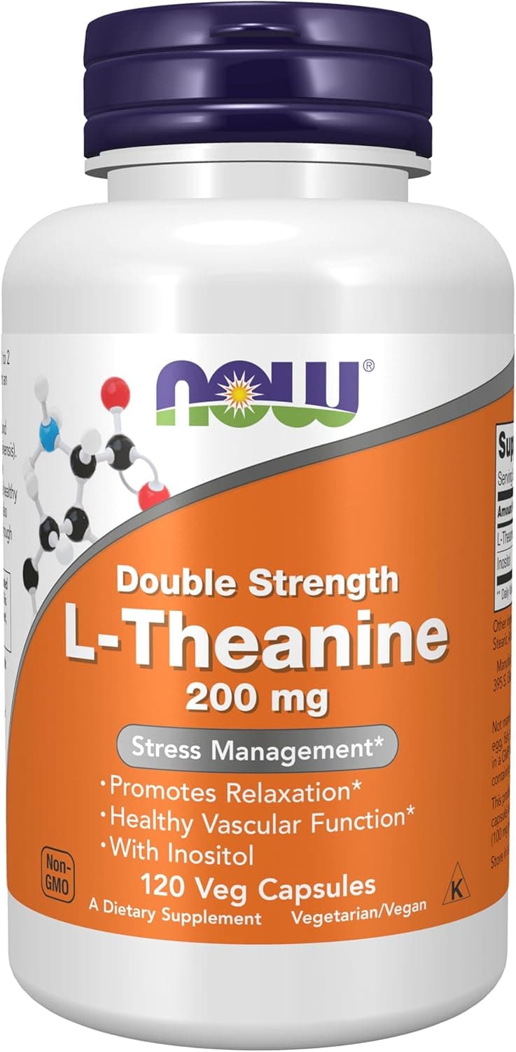 NOW Foods Supplements, L-Theanine 200 mg with Inositol, Stress…