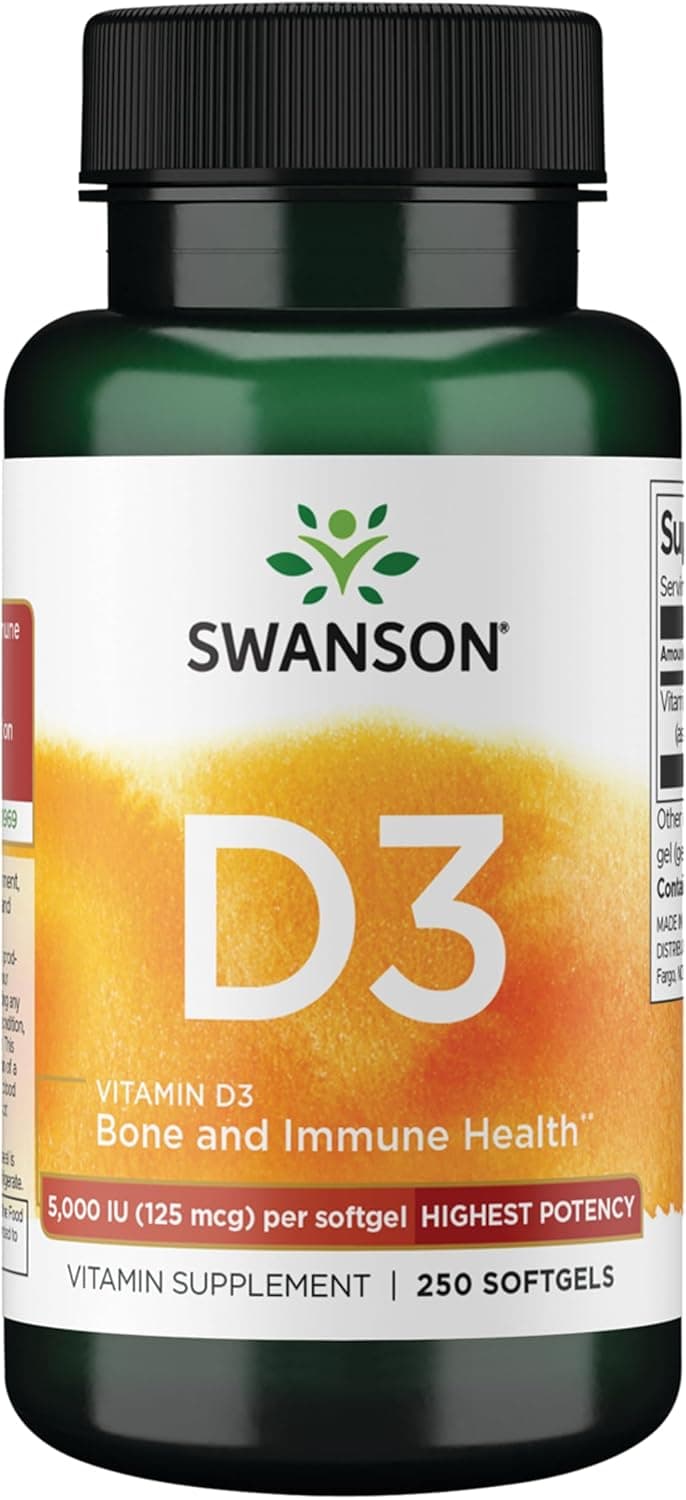 Swanson Vitamin D3 5,000 IU Bone, Immune, and Heart Health…