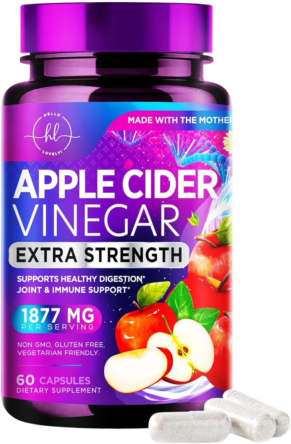 Apple Cider Vinegar 1877mg Per Serving - Extra Strength ACV…