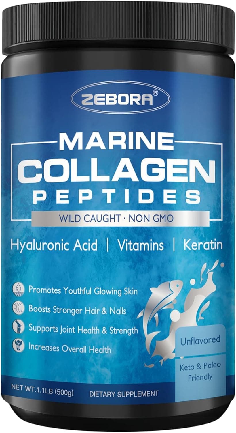 ZEBORA Marine Collagen Peptides Powder 50 Servings - Wild…