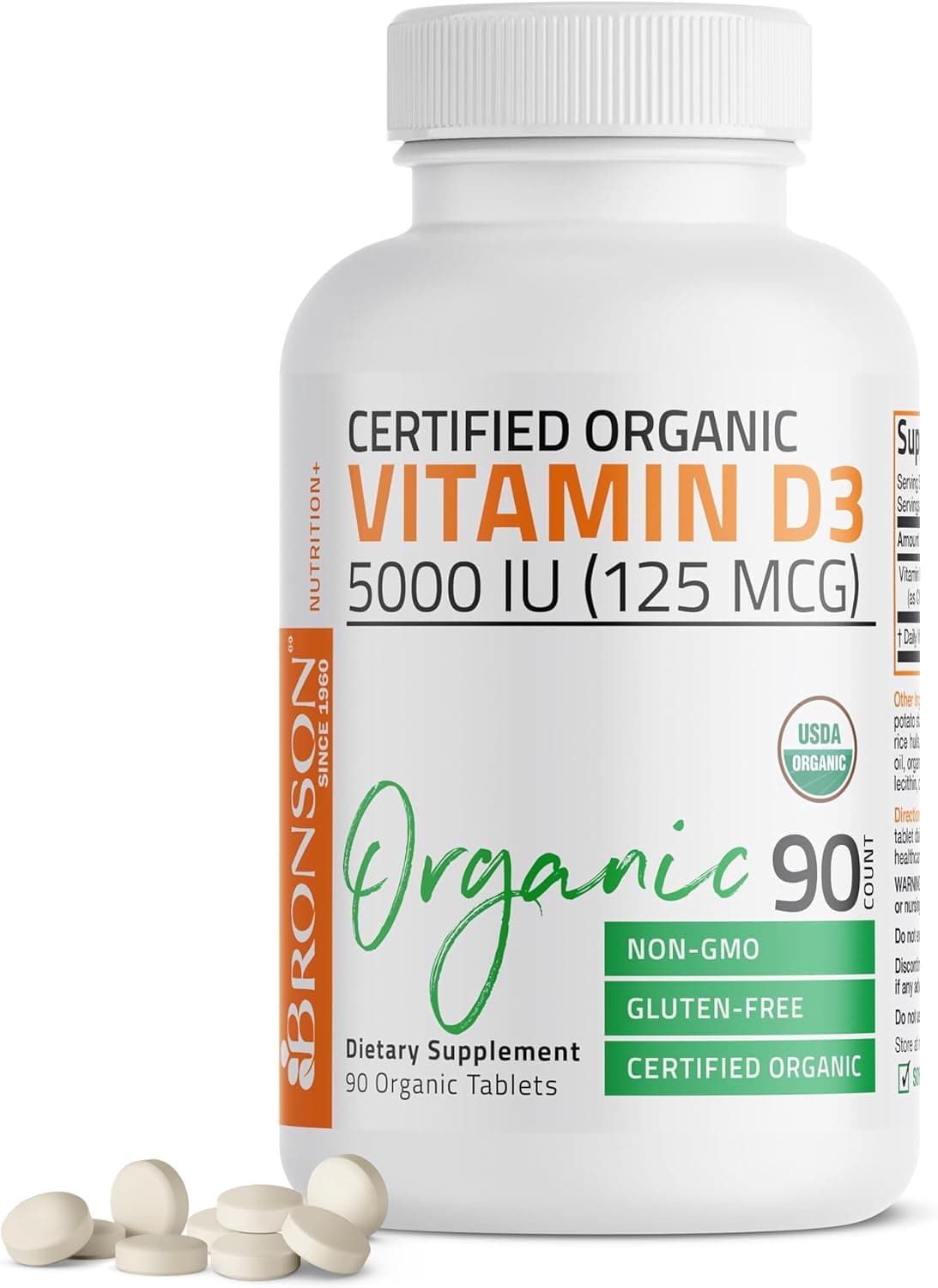 Vitamin D3 5000 IU Certified Organic Vitamin D Supplement
