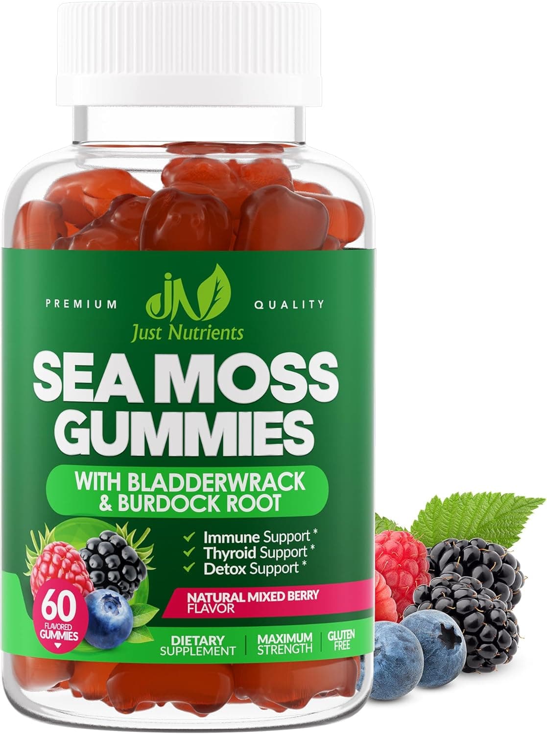 Sea Moss 3000mg Gummies with Bladderwrack and Burdock Root…
