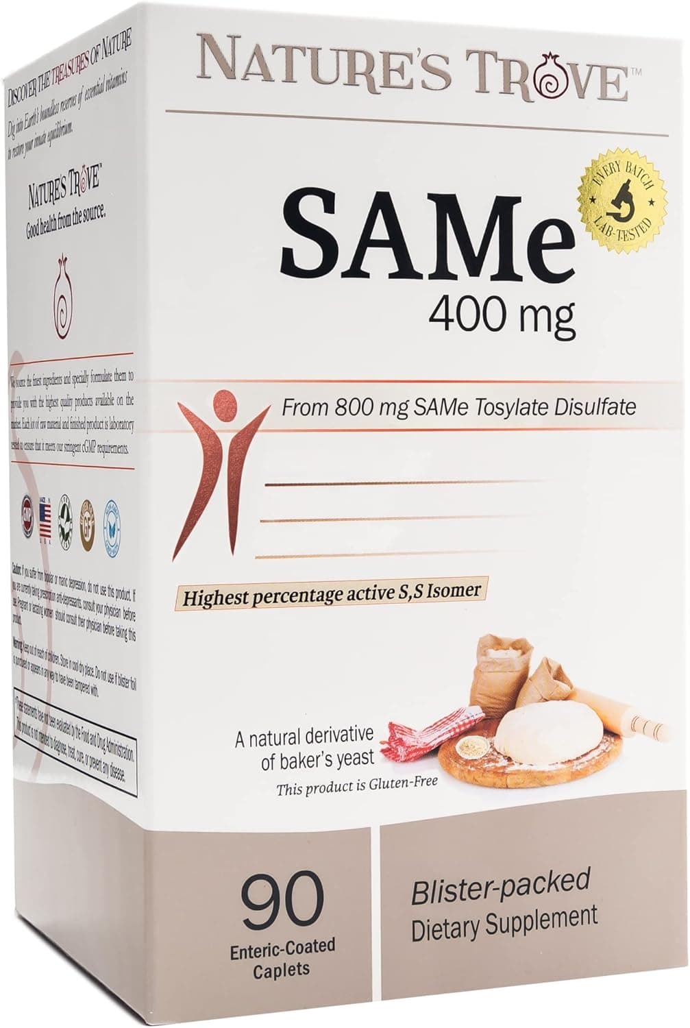 Nature's Trove SAM-e 400mg 90 Enteric Coated Caplets. Vegan