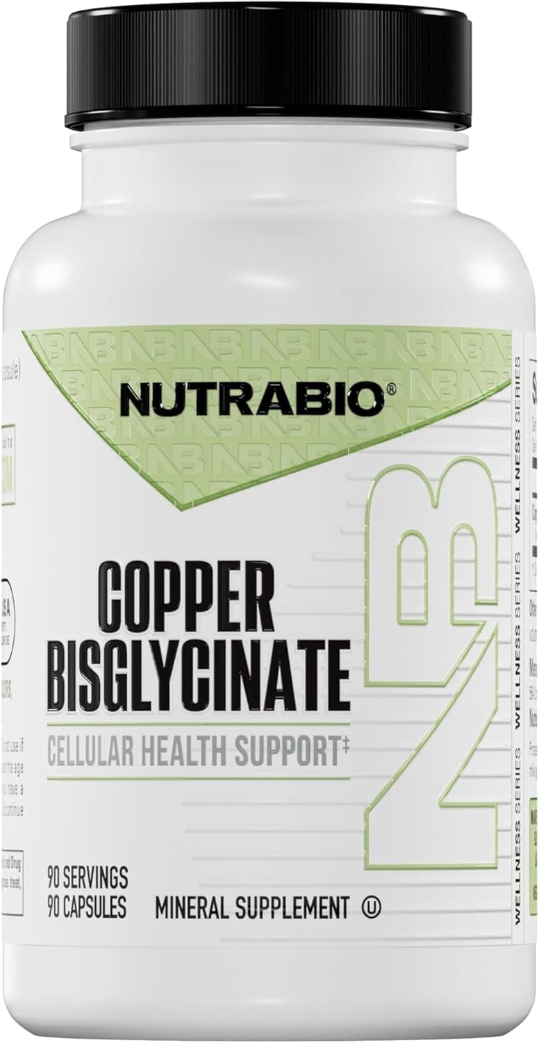 NutraBio Chelated Copper Bisglycinate Supplement (3mg)