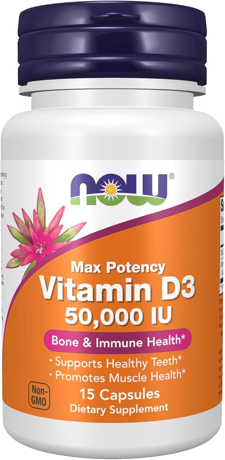 Now Foods, Vitamin D3, Max Potency, 50,000 Iu, 15 Capsules