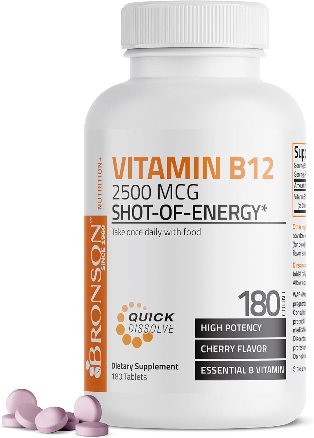Vitamin B12 2500mcg Shot of Energy Fast Dissolve Chewable…