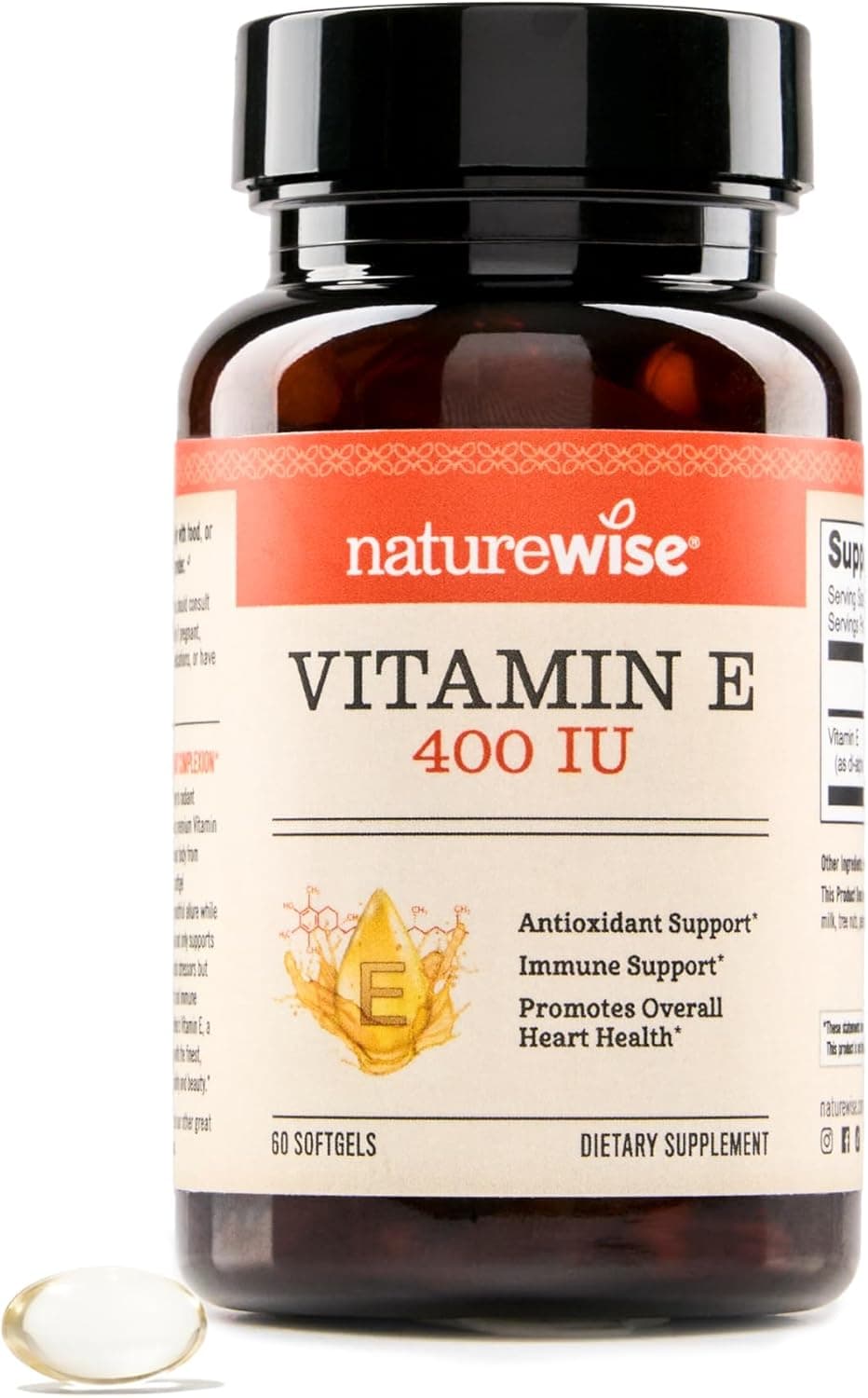 NatureWise Vitamin E 400 IU Softgels (180mg DL-Alpha) - Dairy