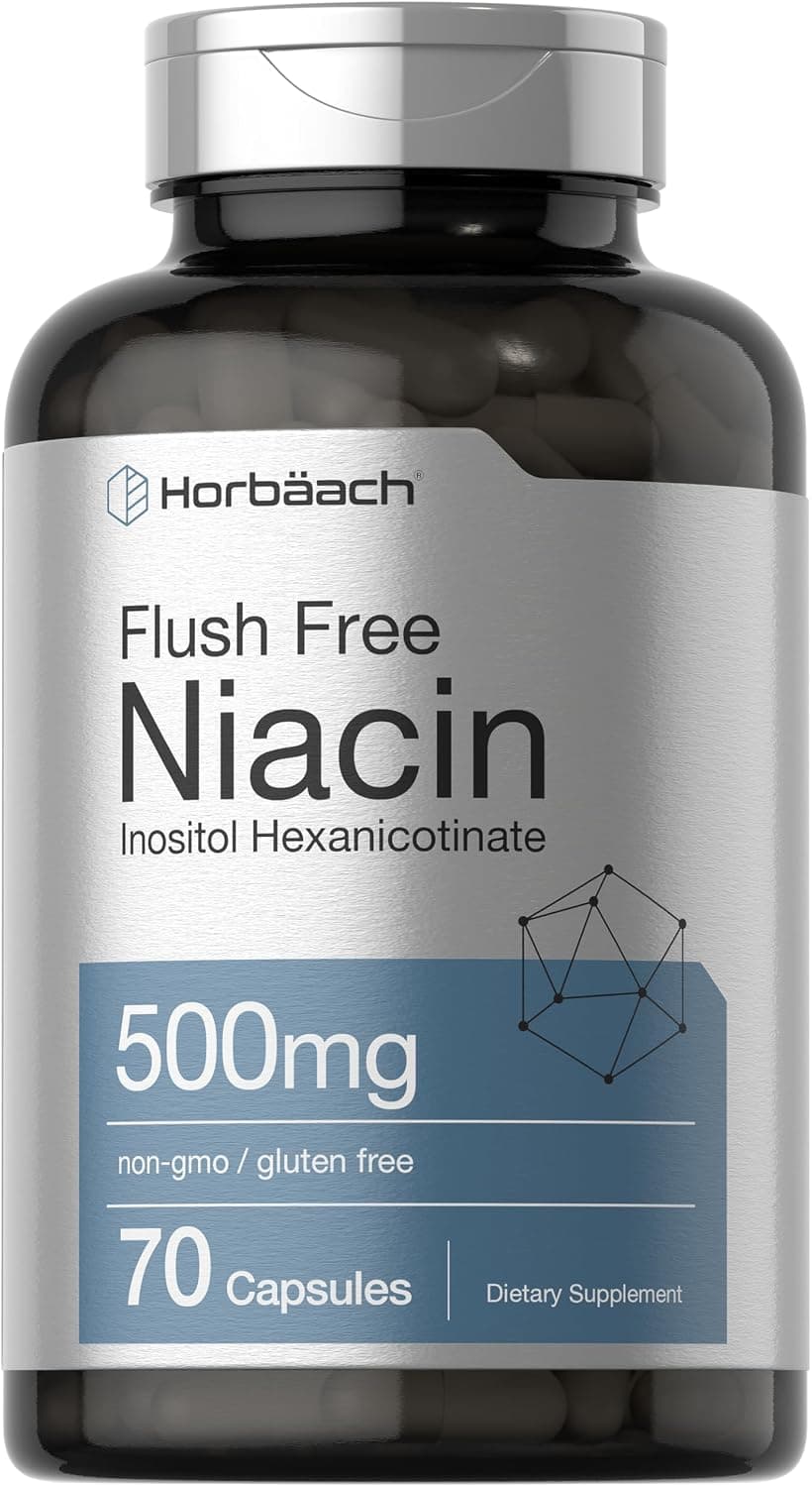 Horbaach Niacin 500mg Flush Free | 70 Capsules | Vitamin B3…