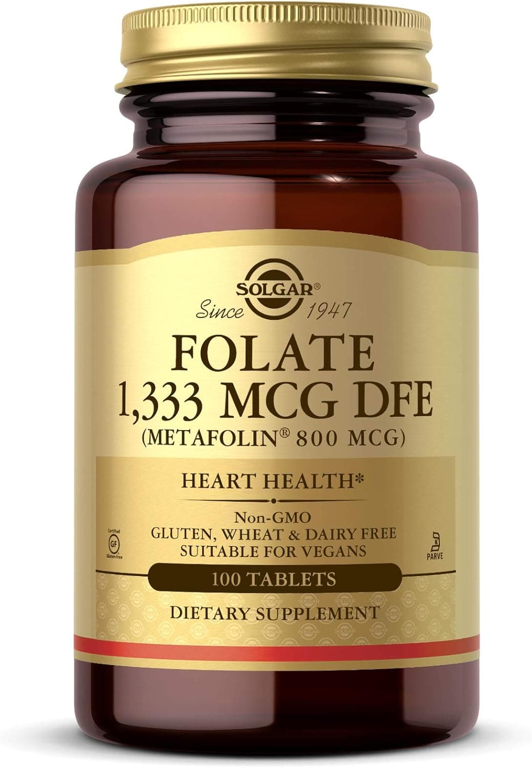 Solgar Folate 1,333 mcg DFE (Metafolin 800 mcg) - 100 Tablets…