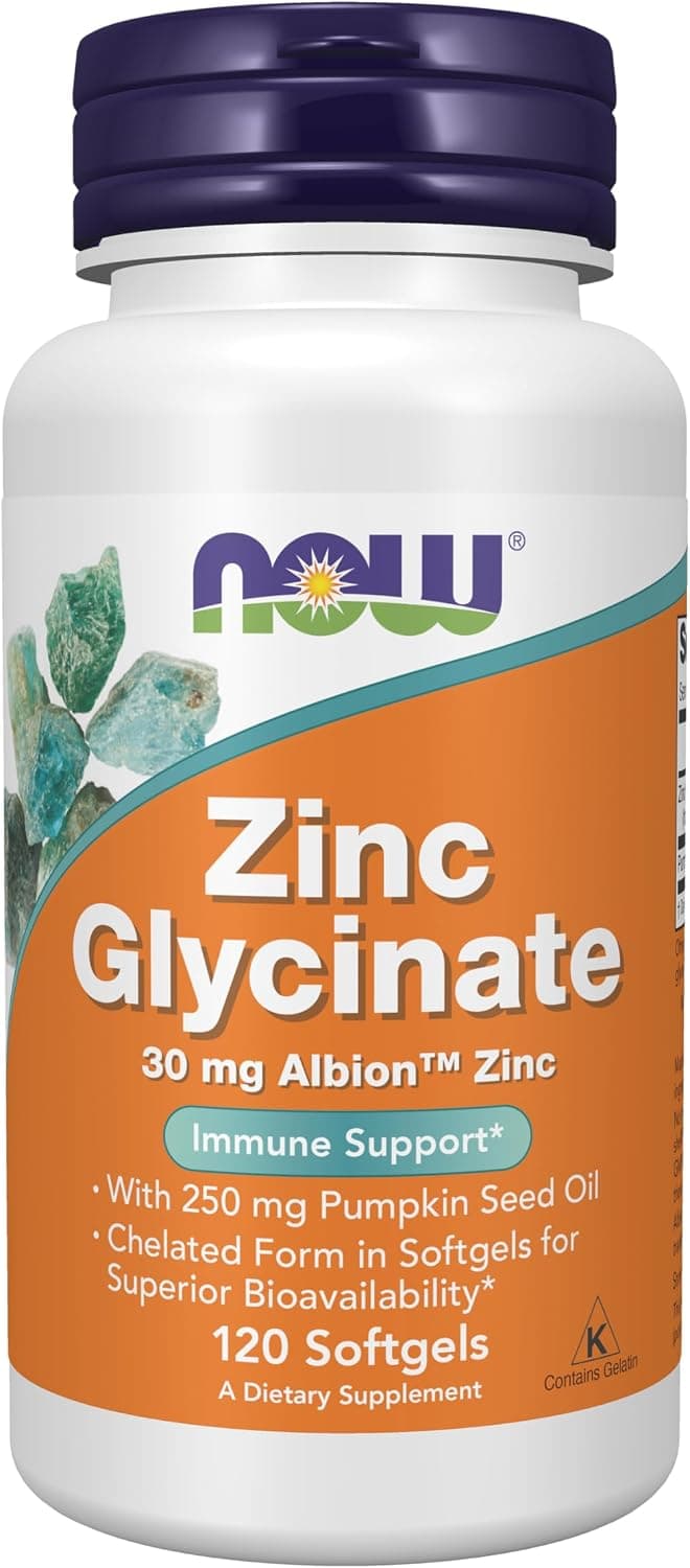 NOW Foods Supplements, Zinc Glycinate with 250 mg Pumpkin Seed…