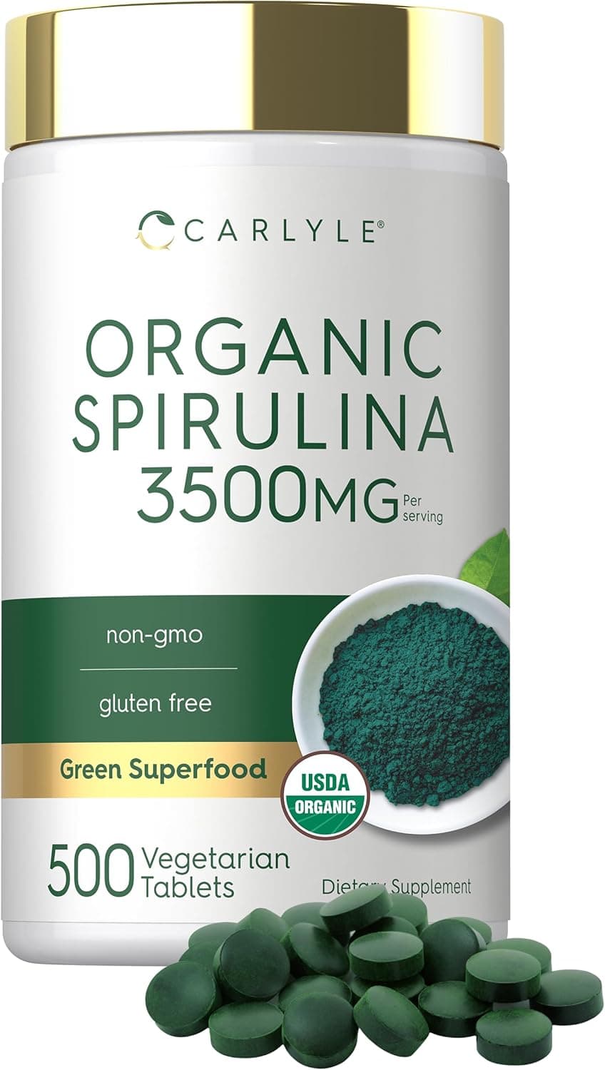 Carlyle Organic Spirulina Tablets | 3500mg | 500 Count…