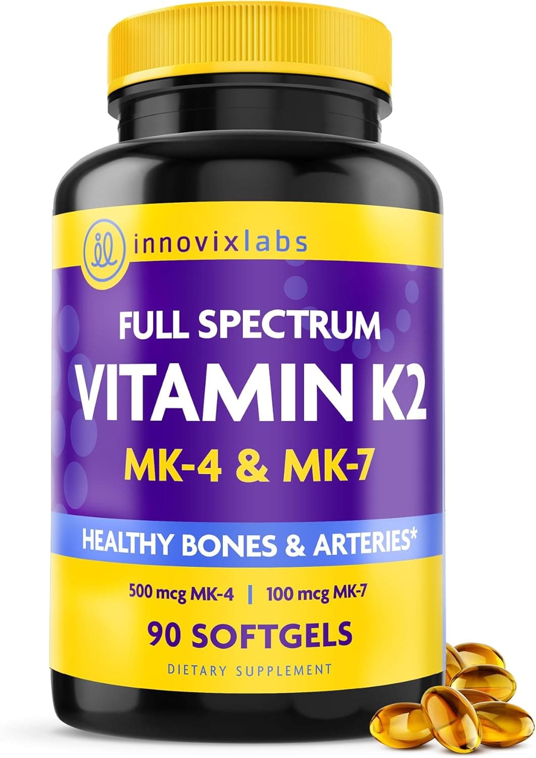 InnovixLabs Full Spectrum Vitamin K2-90 Softgels with 600 mcg…