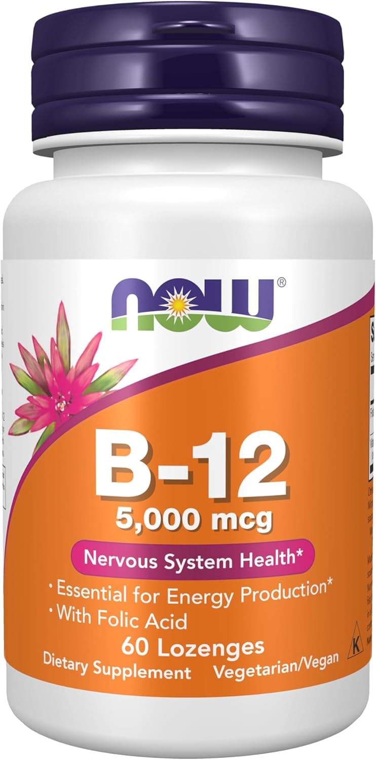 NOW Supplements, Vitamin B-12 5,000 mcg, With Folic Acid…