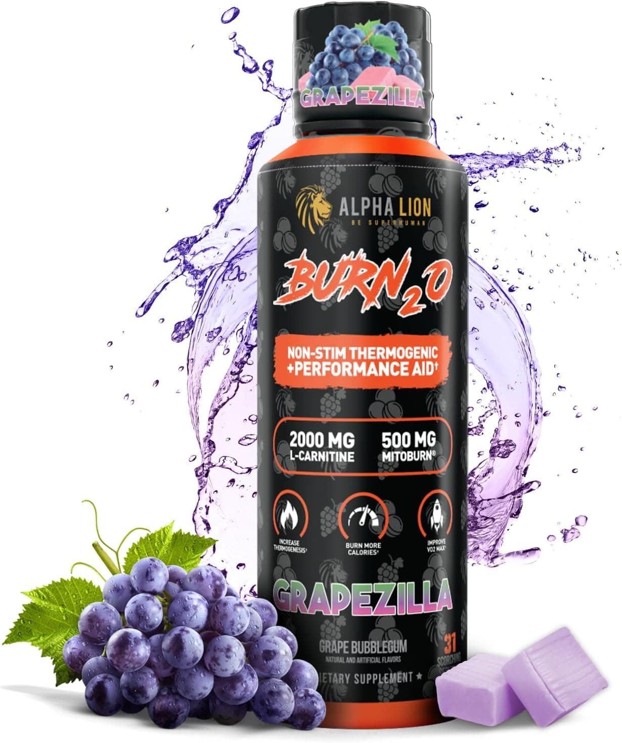 ALPHA LION Burn2O L-Carnitine Liquid 2000mg – Stim Free Super…