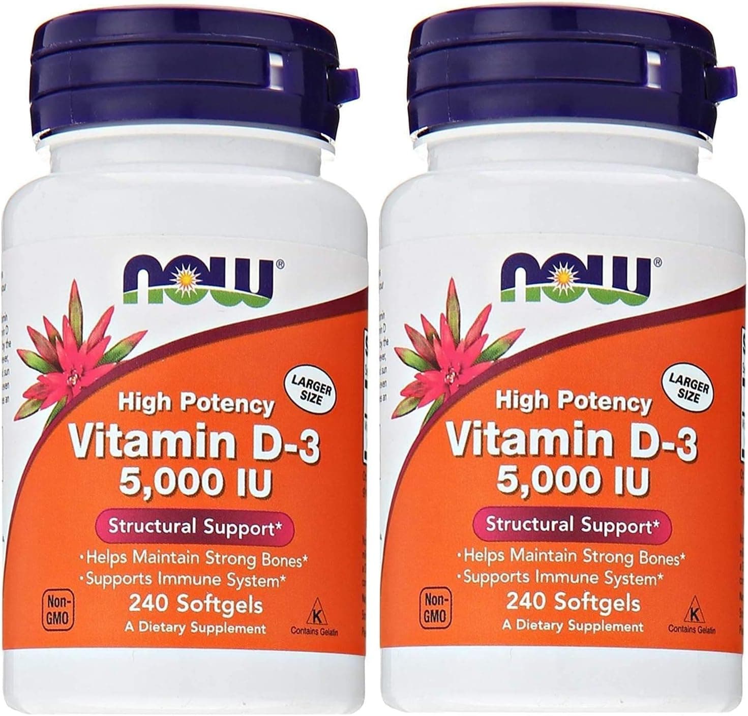 Vitamin D3 5,000 IU, 240 softgels (Pack of 2)