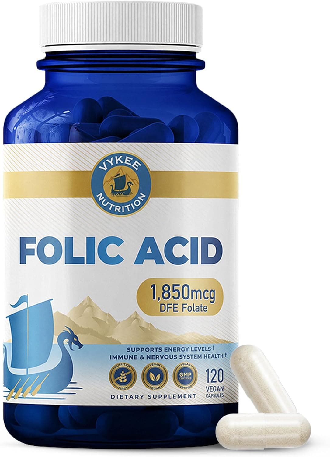 Vykee Nutrition Folic Acid Capsules - Supports Body Processes