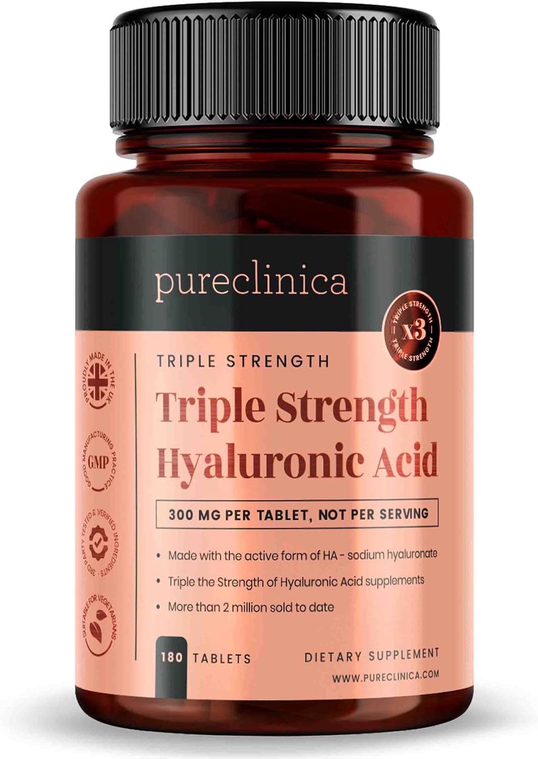 Triple Strength Hyaluronic Acid 300mg x 180 tablets