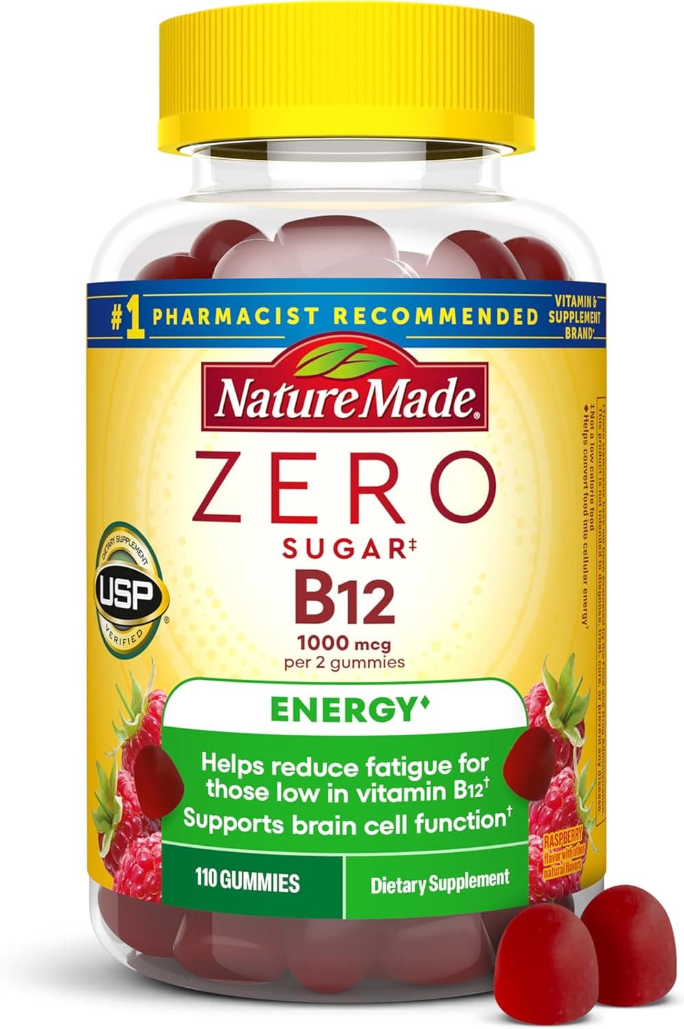 Nature Made Zero Sugar Energy Vitamin B12 Gummies 1000 mcg per…