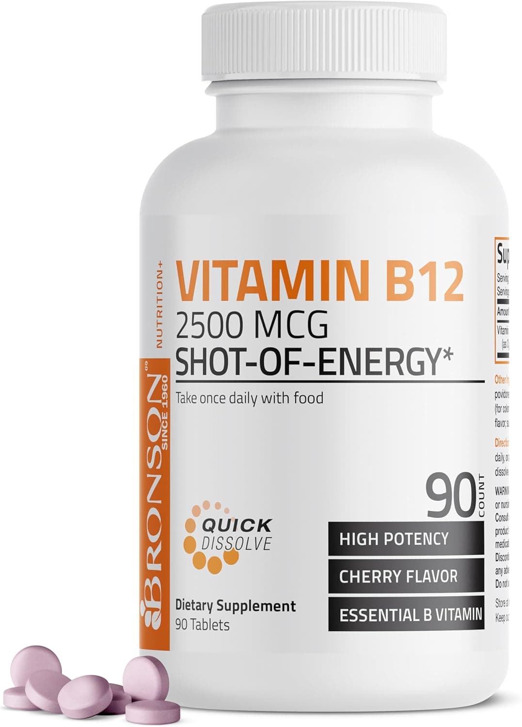 Vitamin B12 2500mcg Shot of Energy Fast Dissolve Chewable…