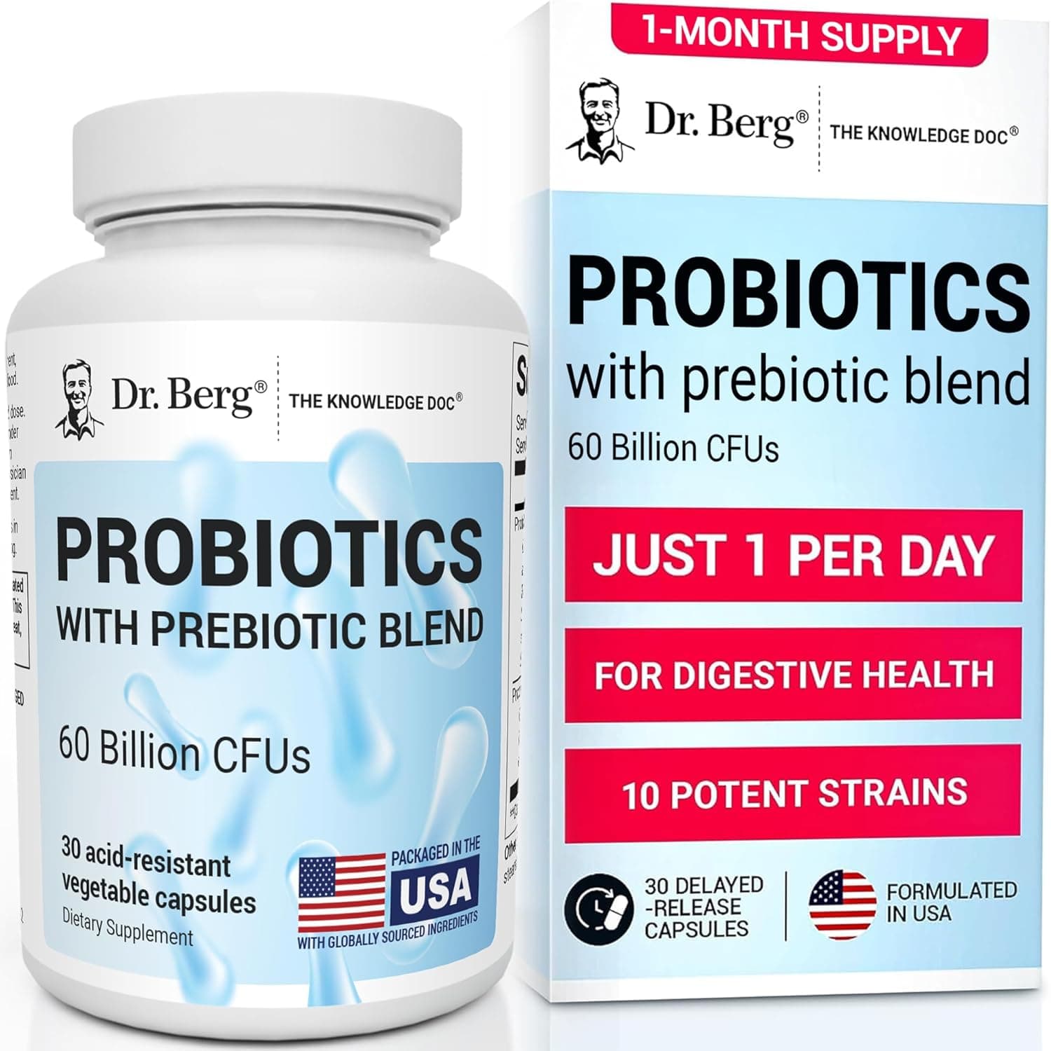Dr. Berg Probiotic Supplement (60 Billion CFUs) - Helps Ease…