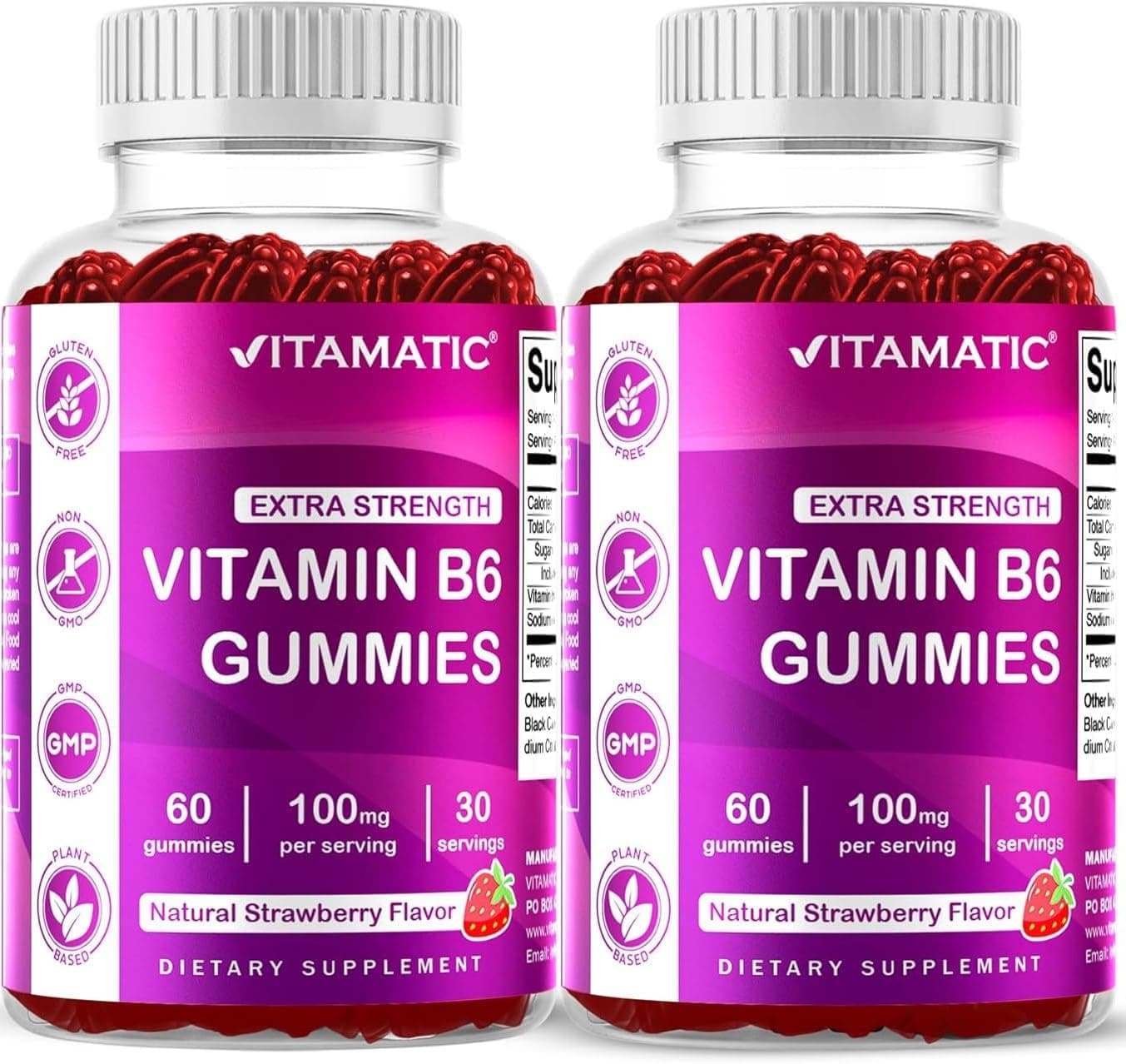 Vitamatic 2 Packs Vitamin B6 100mg Gummies – Natural…