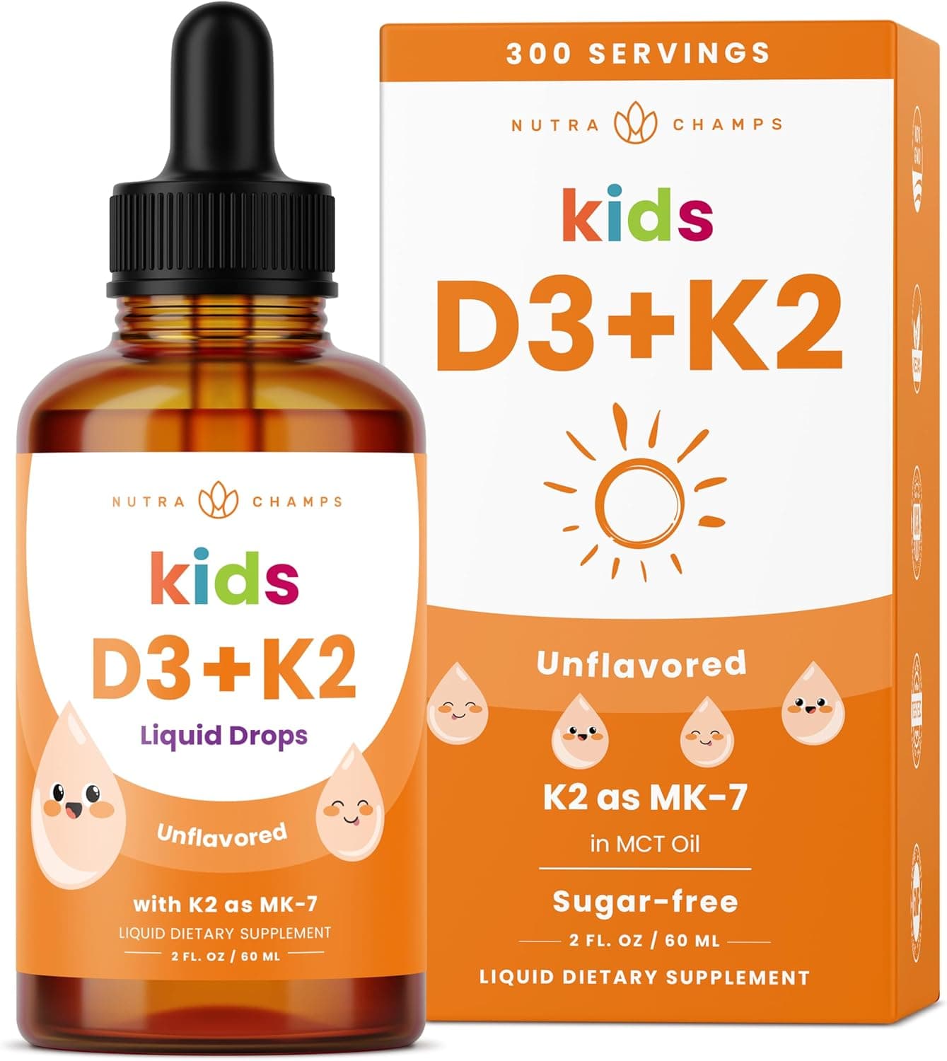 NutraChamps Kids Vitamin D 3 K2 Drops