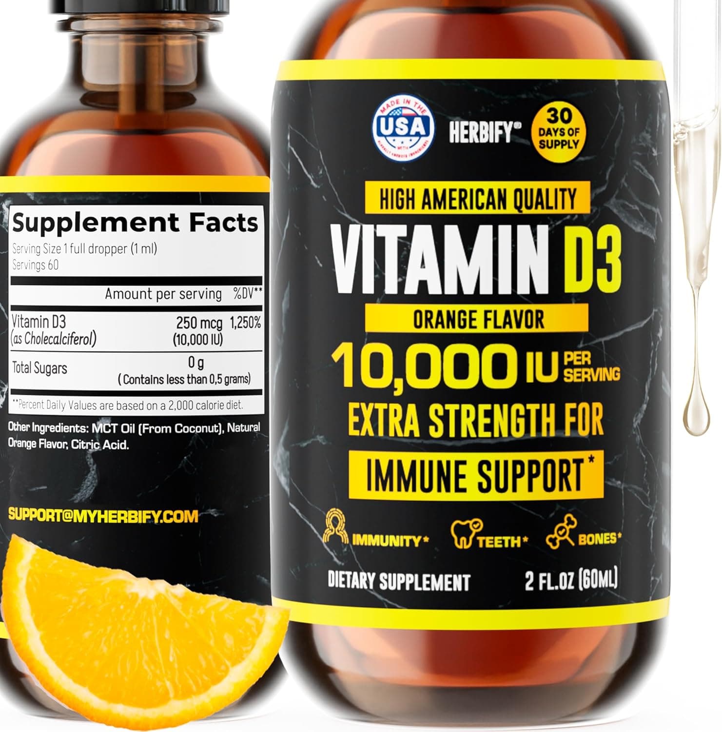 HERBIFY Vitamin D3 10000 IU - Made in USA Liquid Vitamin D…