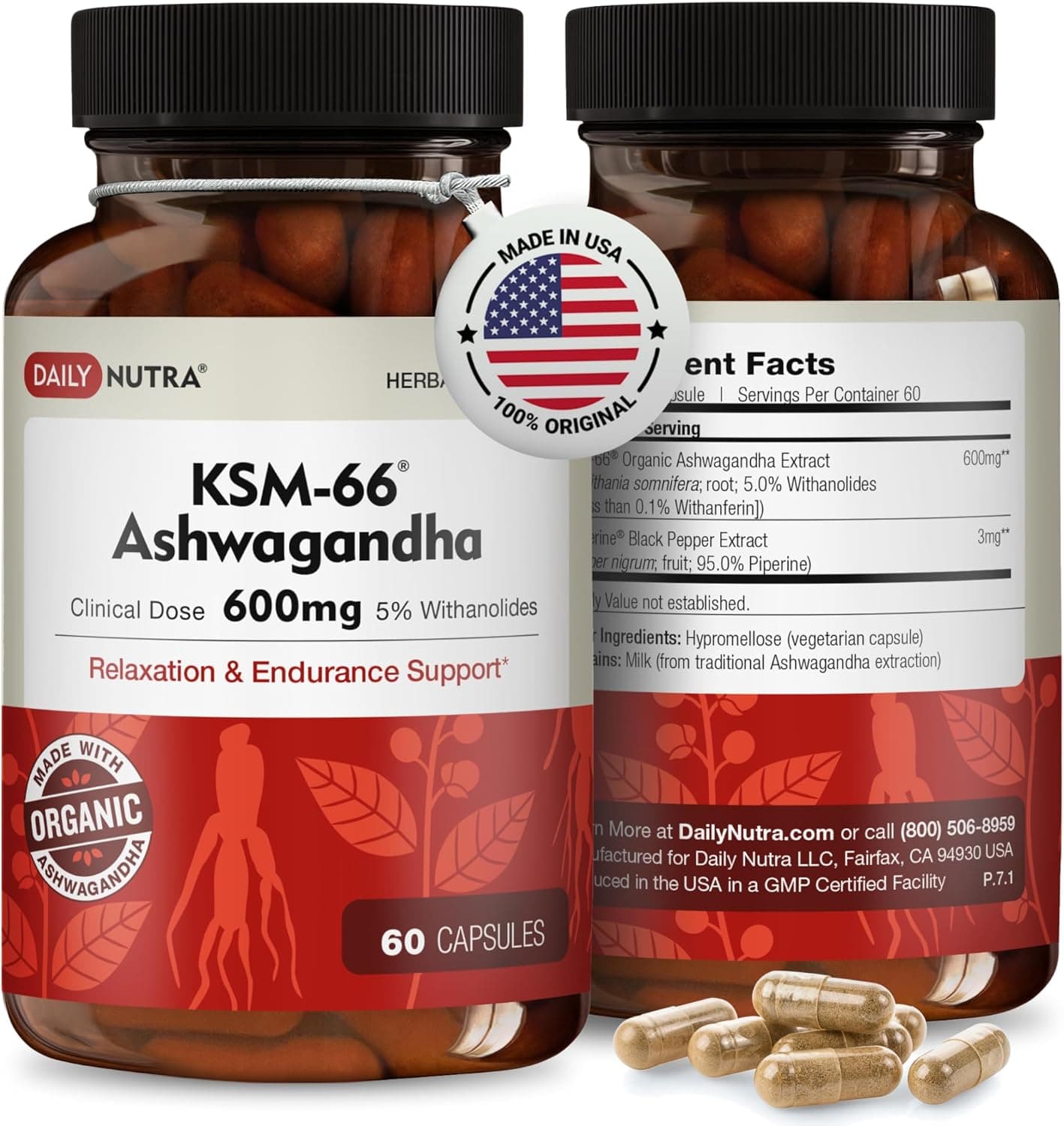DailyNutra KSM-66 Ashwagandha 600mg Organic Root Extract…