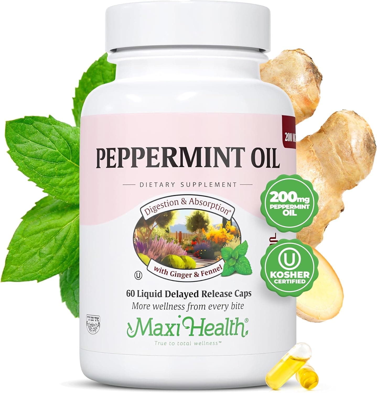 Maxi Health Peppermint Oil Capsules – Organic Ginger Oil…